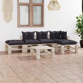 Decoways - 6-delige Loungeset met kussens pallet grenenhout