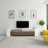 Tv meubel - Wit Bruin - Gefabriceerd Hout - 35 x 155 x 35cm - Nova Home