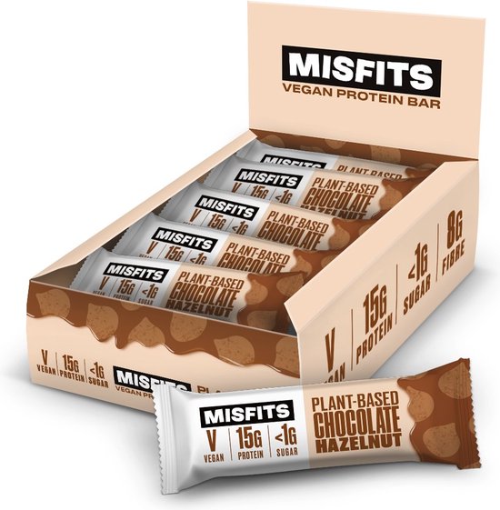 Misfits Vegan Protein Bar Chocolate Hazelnut (12 x 45 gr)