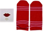 Glittersokjes - Valentijn sokken - Giftbox Red Lips Valentijn - Maat 36/41 - 1 paar