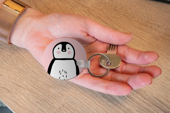 Porte-clés - Pingouin - Enfant - Rose - Plastique - Rond - Cadeau Sinterklaas - Cadeau de Noël - Cadeaux de chaussures - Cadeaux à distribuer