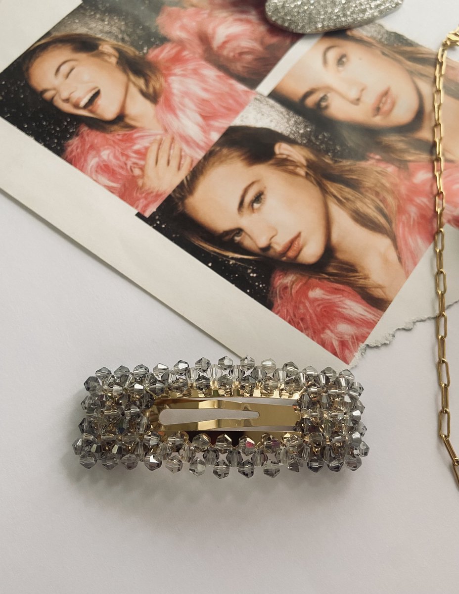 Glitter haarclip taupe - Kerst Cadeau vrouw