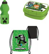 Minecraft lunchbox Set - Broodtrommel + Drinkbeker + Gymtas