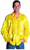 Magic By Freddy's - Jaren 80 & 90 Kostuum - Dance All Night Ruches Blouse Geel Man - geel - Large - Carnavalskleding - Verkleedkleding