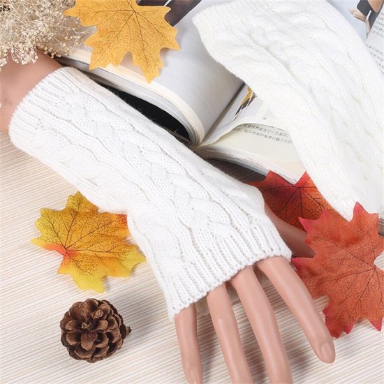Gants sans doigts pour dames tricotés Merkloos Wit Taille Taille Taille unique