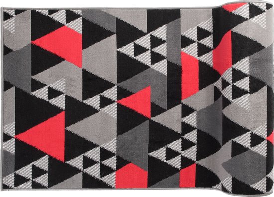 Tapiso Maya Tapis de couloir Zwart Rouge Couloir Moderne Salon Couloir Taille - 80x500