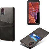 Back Cover met Opbergvakjes + 21D Glas Screenprotector voor Galaxy Xcover 5 _ Zwart