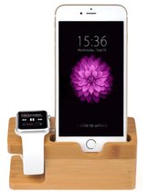 JRichter - bamboe telefoon en Apple Watch houder- 2 in 1 Dock - telefoonstandaard bureau - telefoon statief