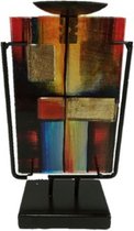 Kandelaar glas gekleurd “Fire” 14x13x24cmH handgemaakt sampaguita