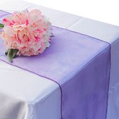 4 Organza tafellopers paars - tafel decoratie - tafelloper - organza - paars - trouwen - babyshower