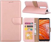 LuxeBass Hoesje geschikt voor Nokia 3.1 Plus - Bookcase Rose Goud - portemonnee hoesje - bookcase - boekhoesje - book case - boek hoesje