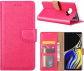 LuxeBass Telefoon Wallet Bookcase voor Samsung Galaxy A6 2018 - Portemonnee telefoonhoesje voor Bankpassen - Kunstleer - Siliconen Houder - Magnetische sluiten - Roze - telefoonhoe