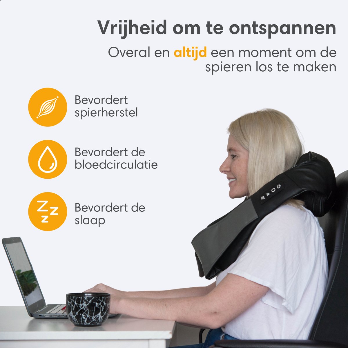 Afbeelding 3 van Lifeproducts Shiatsu Massagekussen Draadloos - Massage Apparaat voor Nek en Schouder - Elektrisch Nekmassage Apparaat - Massage Apparaten - Massageapparaten met Infrarood Verwarming - Met Carrybag