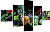 Schilderij - Groente en fruit in water, 5luik, Premium print