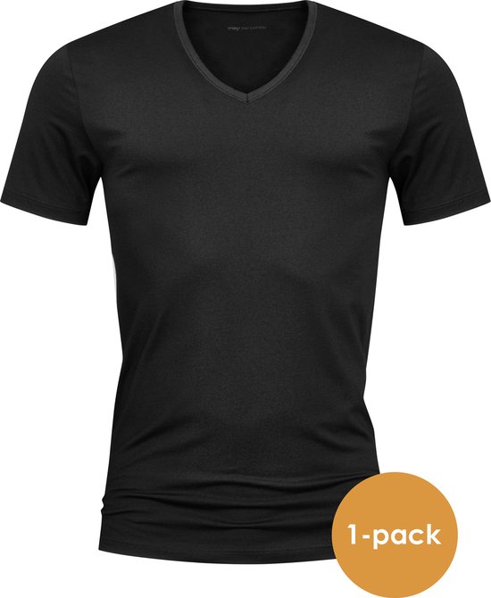 Mey Dry Cotton T-shirt (1-pack) - heren T-shirt V-hals - zwart - Maat: S
