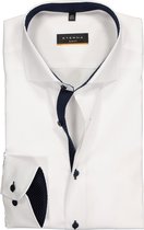 ETERNA slim fit overhemd - fijn Oxford heren overhemd - wit (blauw gestipt contrast) - Strijkvrij - Boordmaat: 42