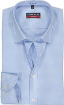 MARVELIS body fit overhemd - blauw met wit geruit - Strijkvriendelijk - Boordmaat: 42