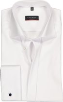 ETERNA modern fit overhemd mouwlengte 7 - twill met dubbele manchet - wit - Strijkvrij - Boordmaat: 43