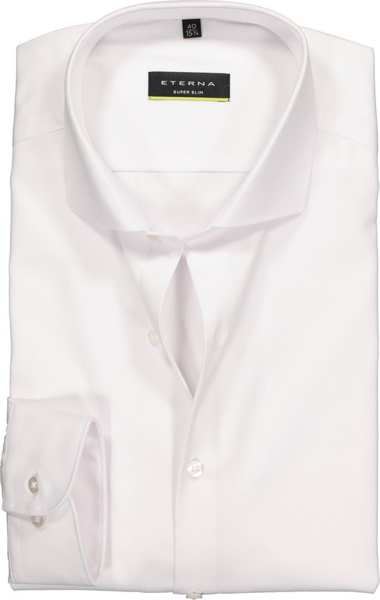 ETERNA super slim fit overhemd - niet doorschijnend twill - wit - Strijkvrij - Boordmaat: 42