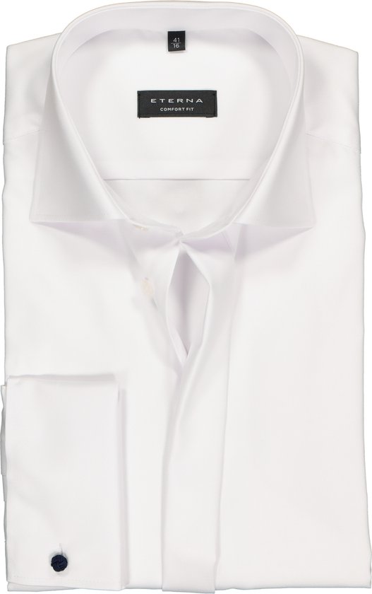 ETERNA comfort fit overhemd - dubbele manchet - niet doorschijnend twill heren overhemd - wit - Strijkvrij - Boordmaat: 44