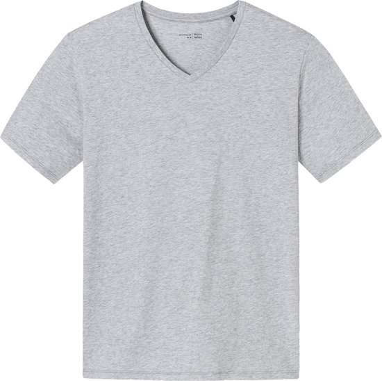 SCHIESSER Mix+Relax T-shirt - korte mouw V-hals - lichtgrijs melange - Maat: 3XL
