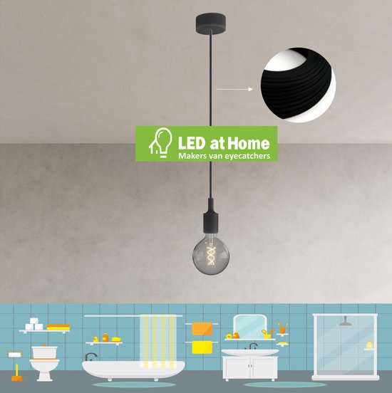 LEDatHOME – E27 Badkamer - Balkon hanglamp zonder LED-lamp – Zwart | bol.com