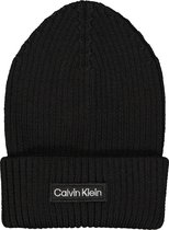 Calvin Klein felt patch docker - unisex muts - zwart -  Maat: One size