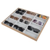 Houten Zonnebrillen display - Opberg box voor 18 brillen - Fluweel - Brillendoos - Hout