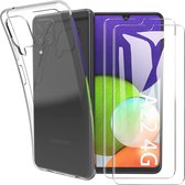 HB Hoesje Geschikt voor Samsung Galaxy A22 4g Transparant & 2 Glazen Screenprotector - Siliconen Back Cover