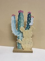 Decoratieve houten cactussen op standaard - hoogte 25x15x4.5cm - Raamornament - Woonaccessoires