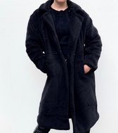 Dilawear - Dames - Oversized teddy jas - Bontjas - Zwart