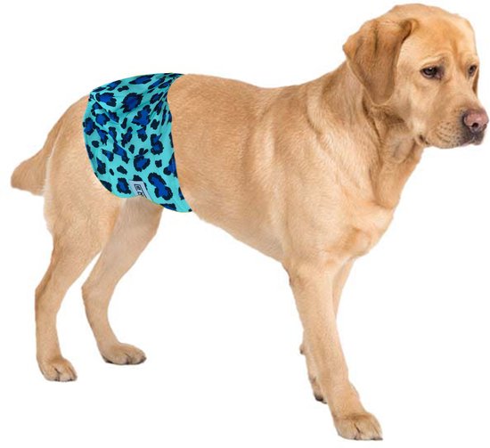 Hondenluier - Wasbaar - Luipaard blauw - Maat XS - verstelbaar 23-33 cm - De oplossing voor ongewenst urine verlies en incontinentie