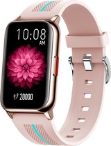 Tijdspeeltgeenrol H-76 Licht roze - Waterdicht IP68 - Stappenteller - Tracker - Smartwatch Android - Smartwatch IOS