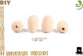 Bob Online ™ - 10 Stuks - Ovaal Esdoornhout Kralen 14mm x 20mm met 3mm Gaatje - Ovaal Houten Kralen - Houten Hobby Kralen - DIY Houten Kralen - Maple Wooden Beads - Oval Wooden Bea