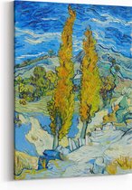 Schilderij op Canvas - 75 x 100 cm - De populieren in Saint-Rémy - Kunst - Vincent van Gogh - Wanddecoratie - Muurdecoratie - Slaapkamer - Woonkamer
