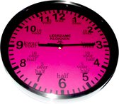 leerzame klok wandklok kinderen leren klokkijken zilver/roze 30 cm