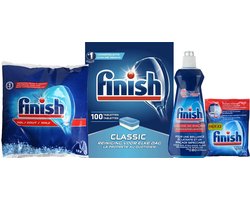 Finish starter pack voor de vaatwasser - Vaatwaszout + Glansspoelmiddel + vaatwasmiddel + machinereiniger in een doos