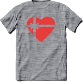 Valentijn Hart T-Shirt | Grappig Valentijnsdag Cadeautje voor Hem en Haar | Dames - Heren - Unisex | Kleding Cadeau | - Donker Grijs - Gemaleerd - M