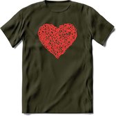 Valentijn Hart T-Shirt | Grappig Valentijnsdag Cadeautje voor Hem en Haar | Dames - Heren - Unisex | Kleding Cadeau | - Leger Groen - M