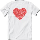 Valentijn Hart T-Shirt | Grappig Valentijnsdag Cadeautje voor Hem en Haar | Dames - Heren - Unisex | Kleding Cadeau | - Wit - L