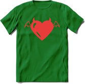Valentijn Hart T-Shirt | Grappig Valentijnsdag Cadeautje voor Hem en Haar | Dames - Heren - Unisex | Kleding Cadeau | - Donker Groen - XXL