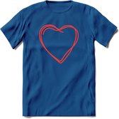 Valentijn Hart T-Shirt | Grappig Valentijnsdag Cadeautje voor Hem en Haar | Dames - Heren - Unisex | Kleding Cadeau | - Donker Blauw - XXL