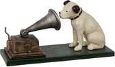Gietijzeren beeld - Nipper Hond - Hond met grammofoon - 11 cm hoog