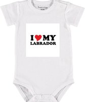 Baby Rompertje met tekst 'Labrador 2' | Korte mouw l | wit zwart | maat 62/68 | cadeau | Kraamcadeau | Kraamkado