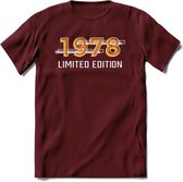 1978 Limited Edition T-Shirt | Goud - Zilver | Grappig Verjaardag en Feest Cadeau Shirt | Dames - Heren - Unisex | Tshirt Kleding Kado | - Burgundy - S