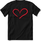 Valentijn Hart T-Shirt | Grappig Valentijnsdag Cadeautje voor Hem en Haar | Dames - Heren - Unisex | Kleding Cadeau | - Zwart - L