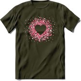 Valentijn Hart T-Shirt | Grappig Valentijnsdag Cadeautje voor Hem en Haar | Dames - Heren - Unisex | Kleding Cadeau | - Leger Groen - XL