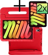 Hoesje Geschikt voor iPad Mini 6 Hoesje Kinderhoes Shockproof Hoes Kids Case Met 2x Screenprotector - Rood
