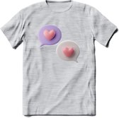 Valentijn Hart chat T-Shirt | Grappig Valentijnsdag Cadeautje voor Hem en Haar | Dames - Heren - Unisex | Kleding Cadeau | - Licht Grijs - Gemaleerd - 3XL