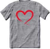 Valentijn Hart T-Shirt | Grappig Valentijnsdag Cadeautje voor Hem en Haar | Dames - Heren - Unisex | Kleding Cadeau | - Donker Grijs - Gemaleerd - M